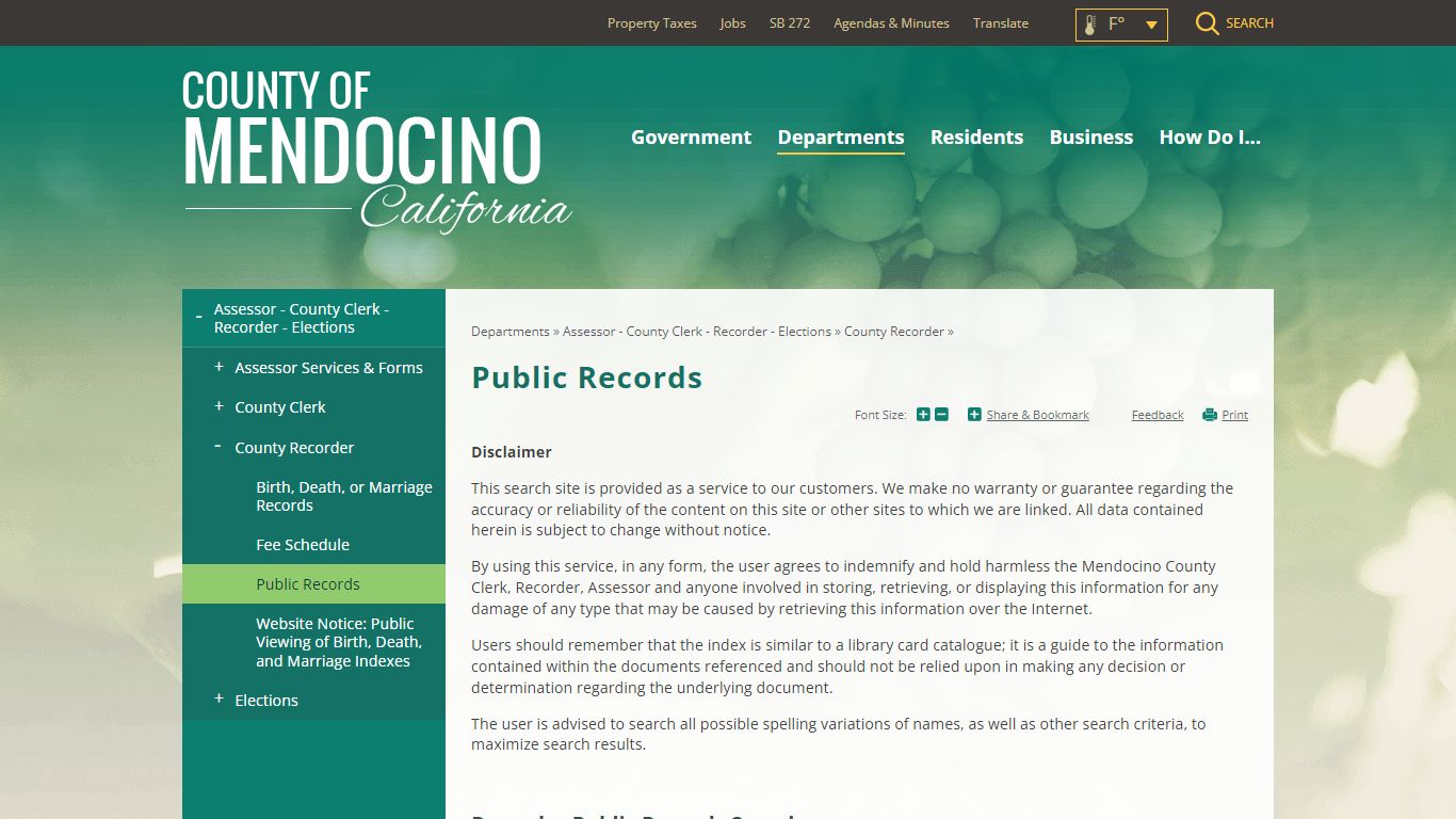 Public Records | Mendocino County, CA