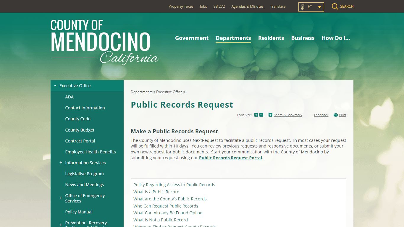 Public Records Request | Mendocino County, CA