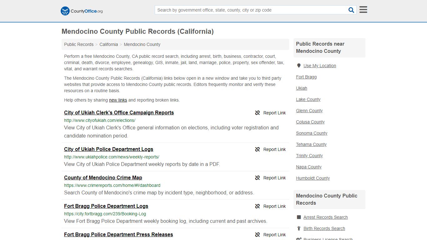 Public Records - Mendocino County, CA (Business, Criminal ...
