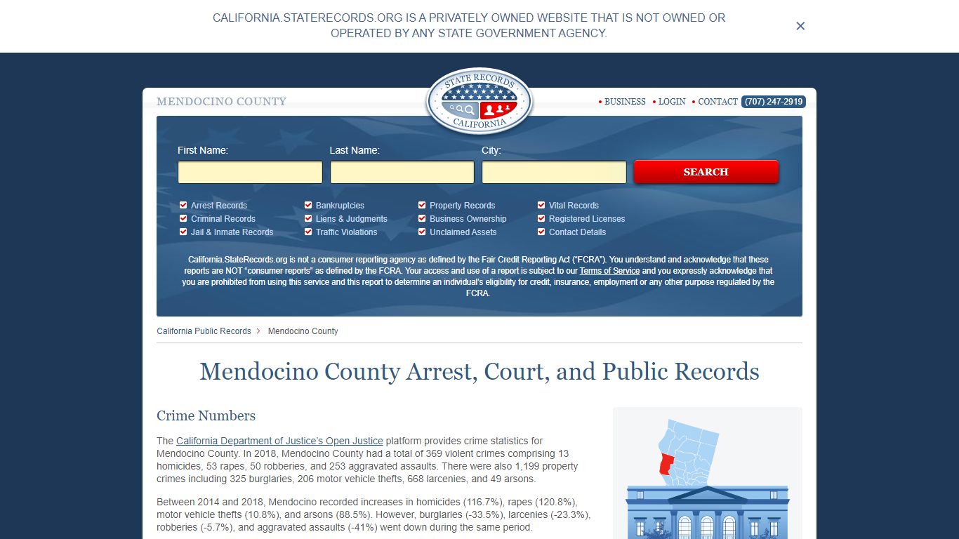 Mendocino County Arrest, Court, and Public Records